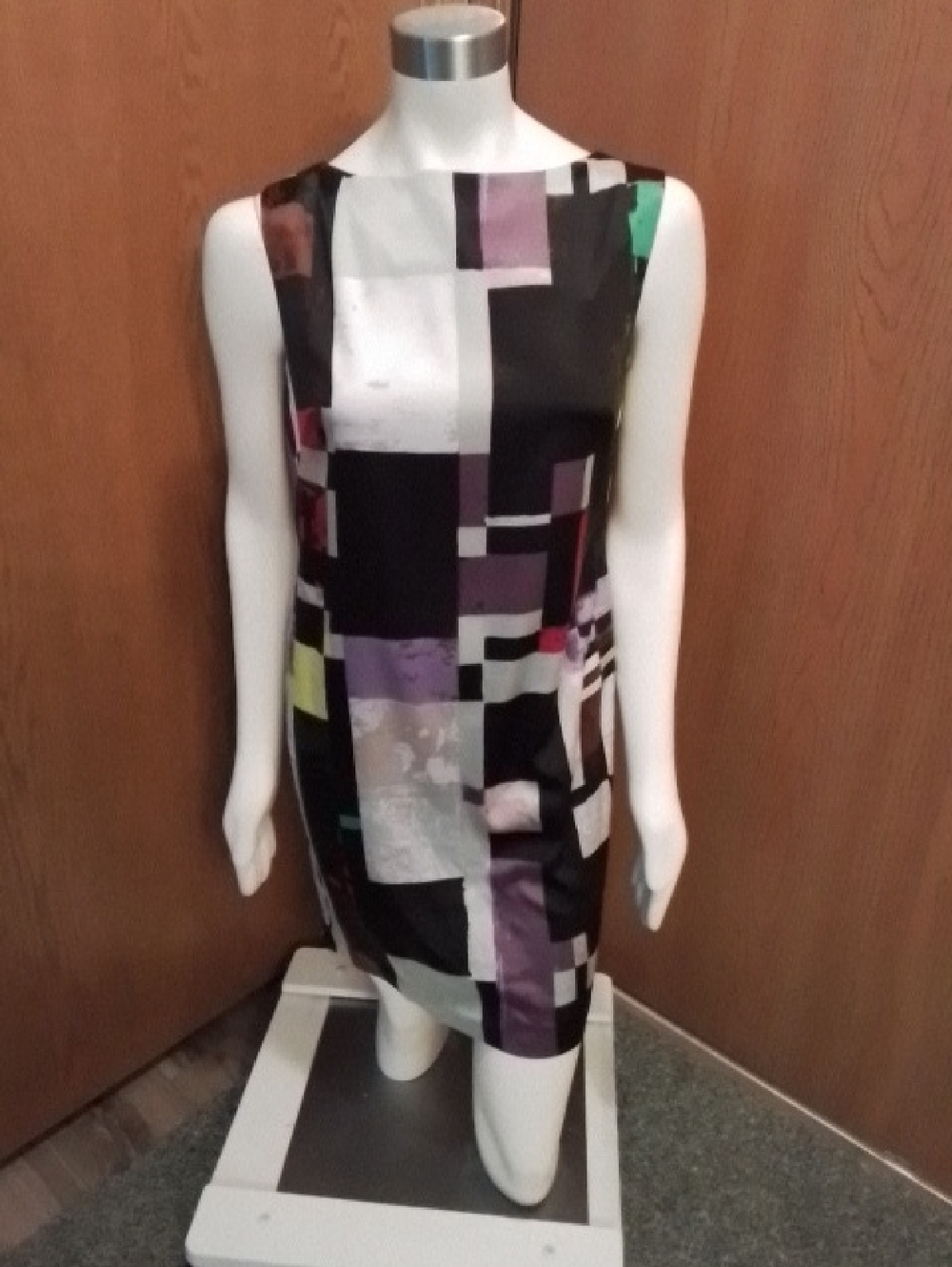 Rachel Rachel Roy Sleeveless Black Geometric Print Sheath Dress, Size M.